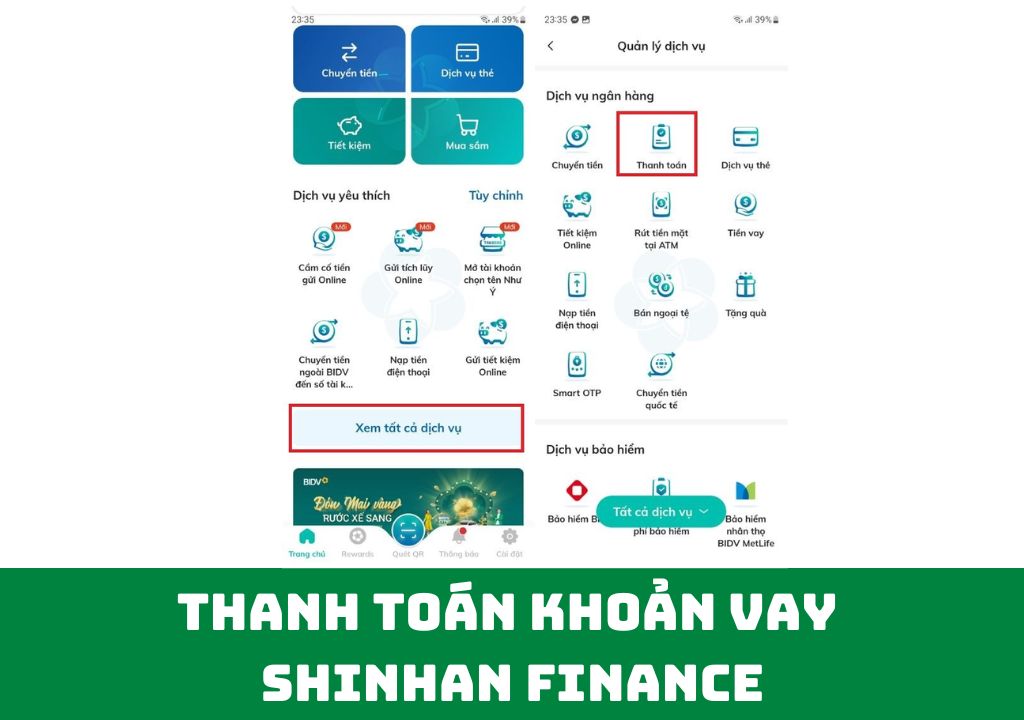 Thanh toán khoản vay Shinhan Finance